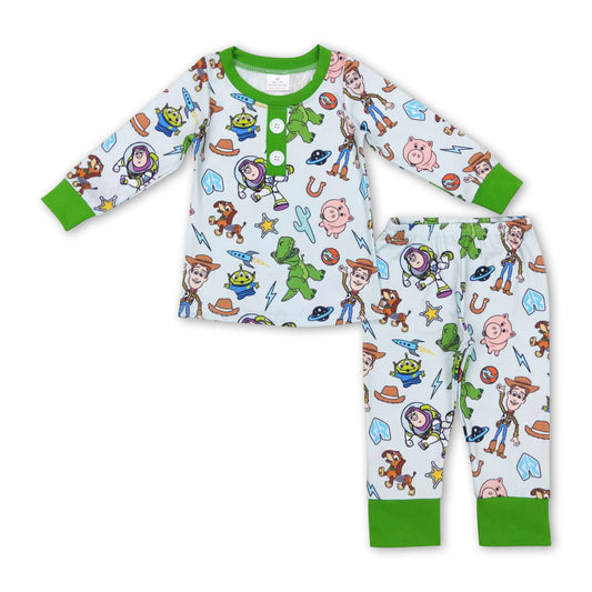 Green pig cactus toy kids pajamas