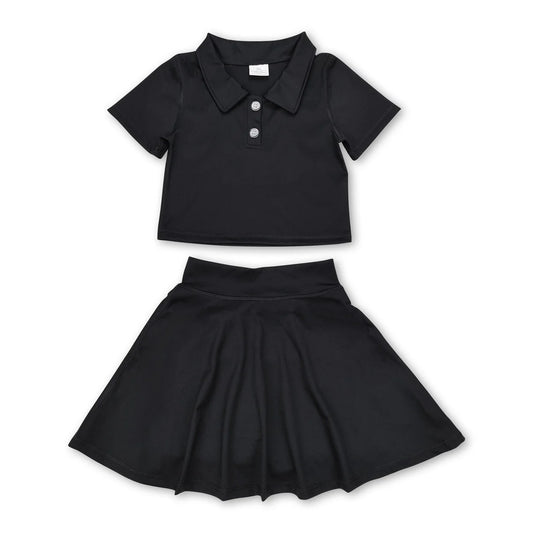 Back polo shirt skirt girls active wear set