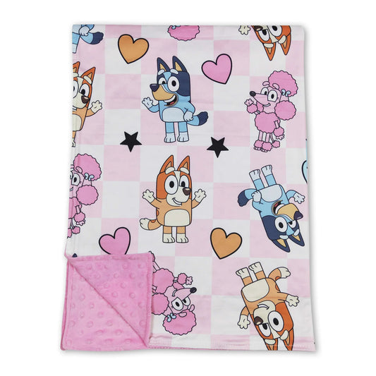 Pink heart dogs baby girls blankets