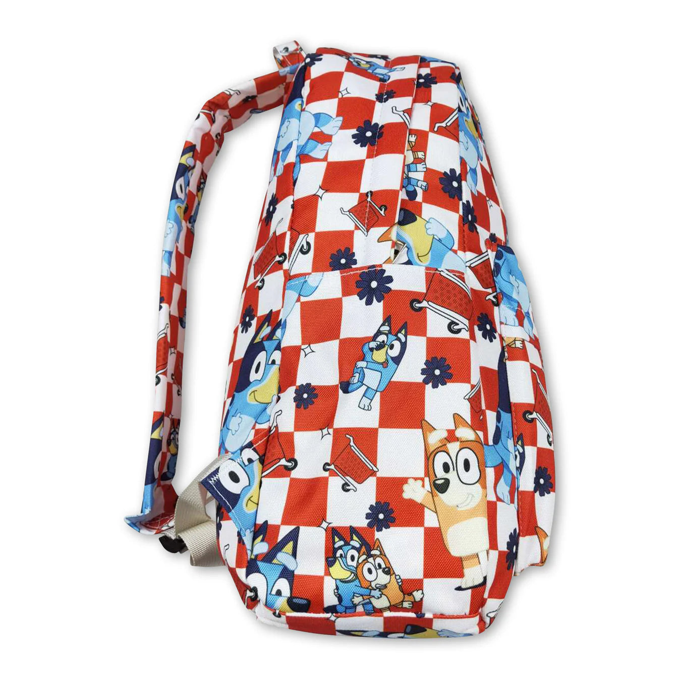 Red plaid cart dog kids backpack