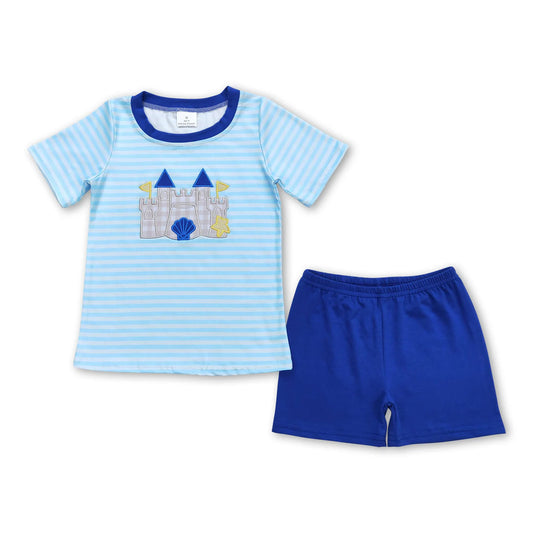 Stripe castle shirt shorts boys summer clothes