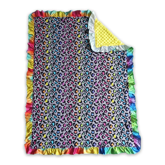 Colorful leopard rainbow ruffle baby kids blankets