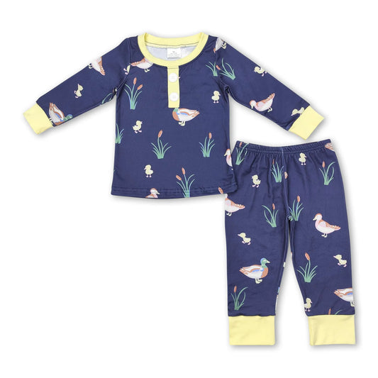 Long sleeves navy duck kids boys pajamas