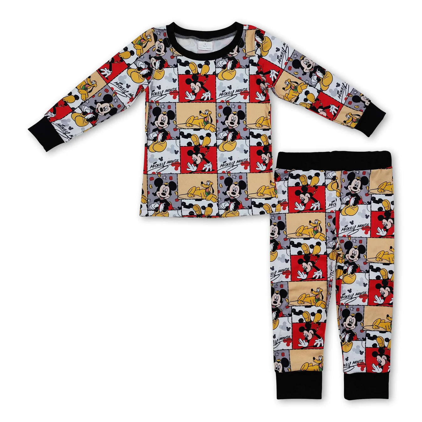 Black long sleeves mouse kids boys pajamas