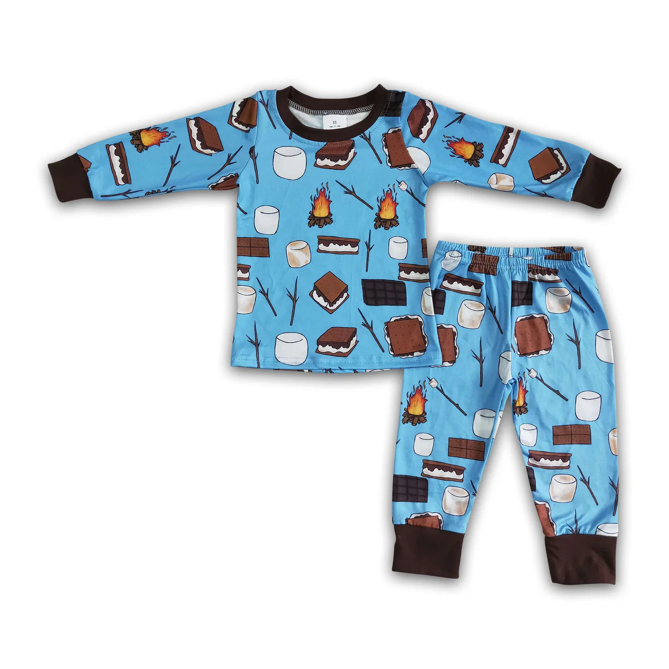 Blue cake chocolate milk long sleeve pajamas